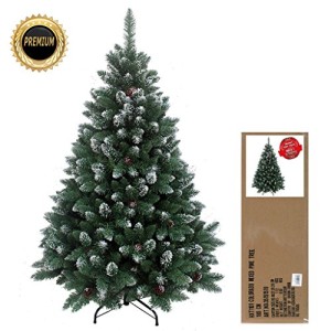 HXT-15013-180-cm-ca-1095-Spitzen-Exklusiver-dekorierter-knstlicher-Weihnachtsbaum-mit-Metallstnder-beschneiten-Spitzen-und-Tannenzapfen-Deko-Farbe-Natur-Schnee-0